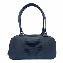 Load image into Gallery viewer, SALVATORE FERRAGAMO Black Leather Lizard Handbag
