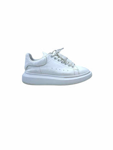 ALEXANDER MCQUEEN Size 7 White Leather Solid Sneakers