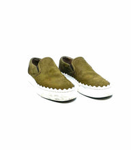 Load image into Gallery viewer, CHLOE Size 7 Olive Suede Sneakers
