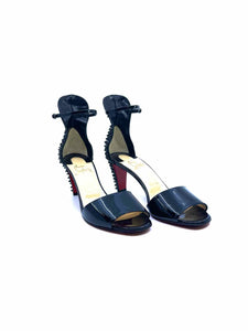 CHRISTIAN LOUBOUTIN Size 6.5 Black Patent Leather Spikes Pumps