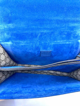 Load image into Gallery viewer, GUCCI Brown, Blue Coated Leather Monogram Handbag
