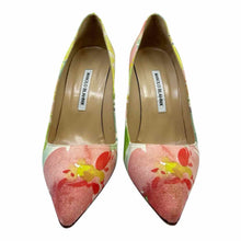 Load image into Gallery viewer, MANOLO BLAHNIK Size 10.5 Green, Pink Canvas Floral Pumps

