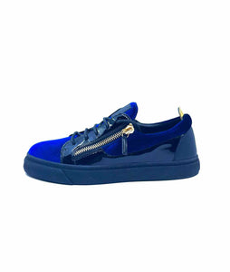GIUSEPPE ZANOTTI Size 4 Blue, Black Velvet Solid Sneakers