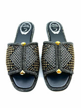 Load image into Gallery viewer, RENE CAOVILLA Size 5 Gold, Silver Crystal Geometric Sandals
