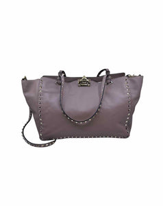 VALENTINO Rockstud Mauve Leather Solid Handbag