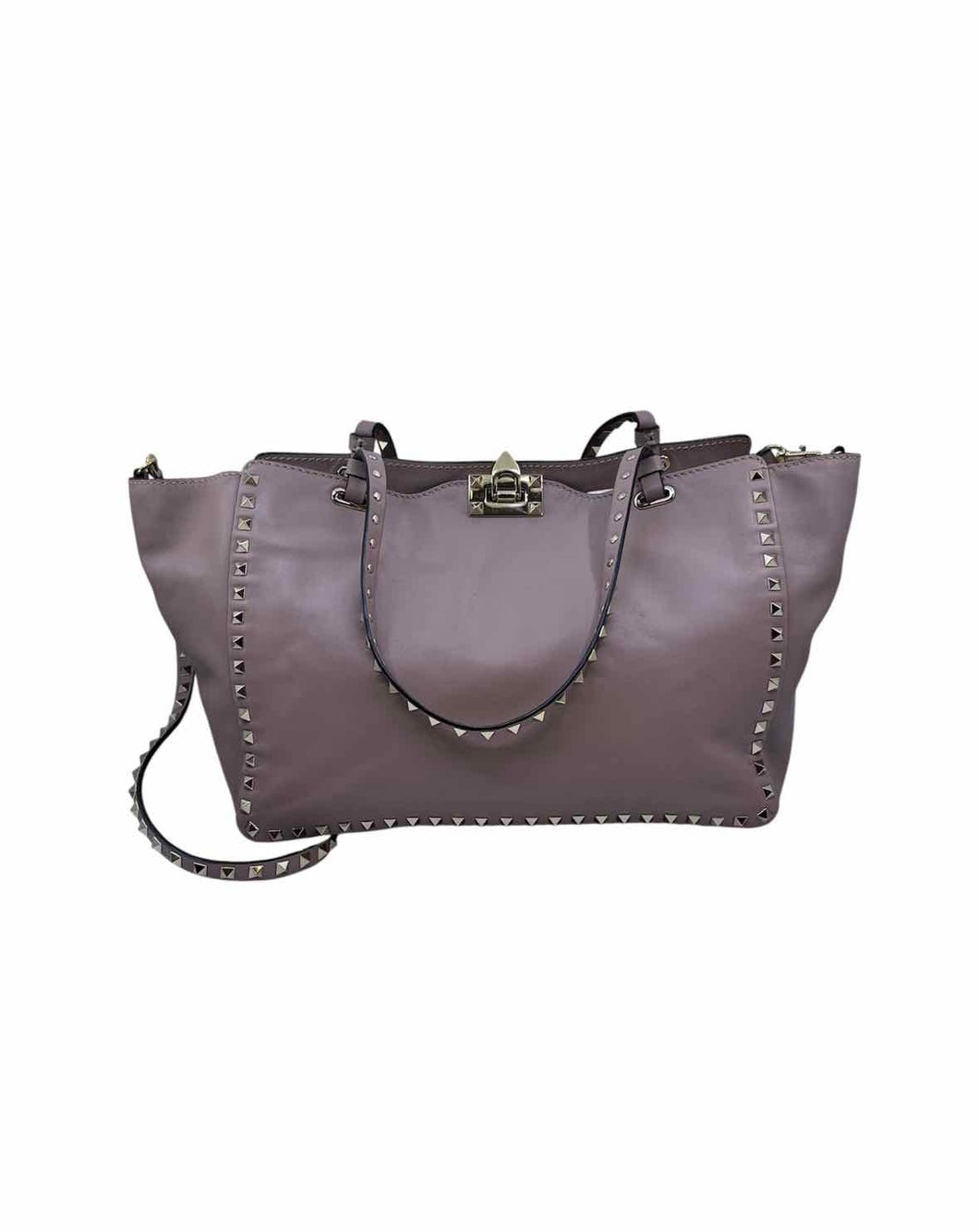 VALENTINO Rockstud Mauve Leather Solid Handbag