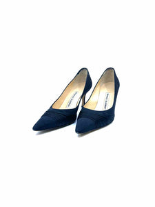 MANOLO BLAHNIK Size 5 Black Satin Solid Pumps