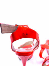 Load image into Gallery viewer, JIMMY CHOO Size 9 Neon Orange Patent Leather Sandals
