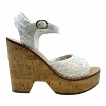 Load image into Gallery viewer, CHANEL Size 8.5 White Tweed Solid Wedge
