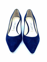 Load image into Gallery viewer, JIMMY CHOO Size 4 Blue Suede Pumps
