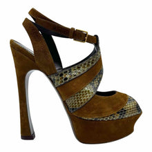 Load image into Gallery viewer, YVES SAINT LAURENT Suede Snakeskin Patchwork Sandals | 6
