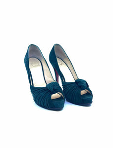 CHRISTIAN LOUBOUTIN Size 9 Green Suede Pumps
