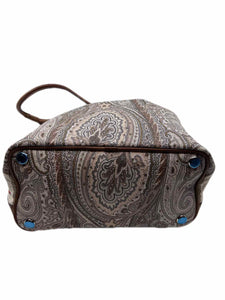 ETRO Brown & White Coated canvas Paisley Handbag