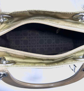 CHRISTIAN DIOR Lady Dior Beige Nylon Quilted Handbag