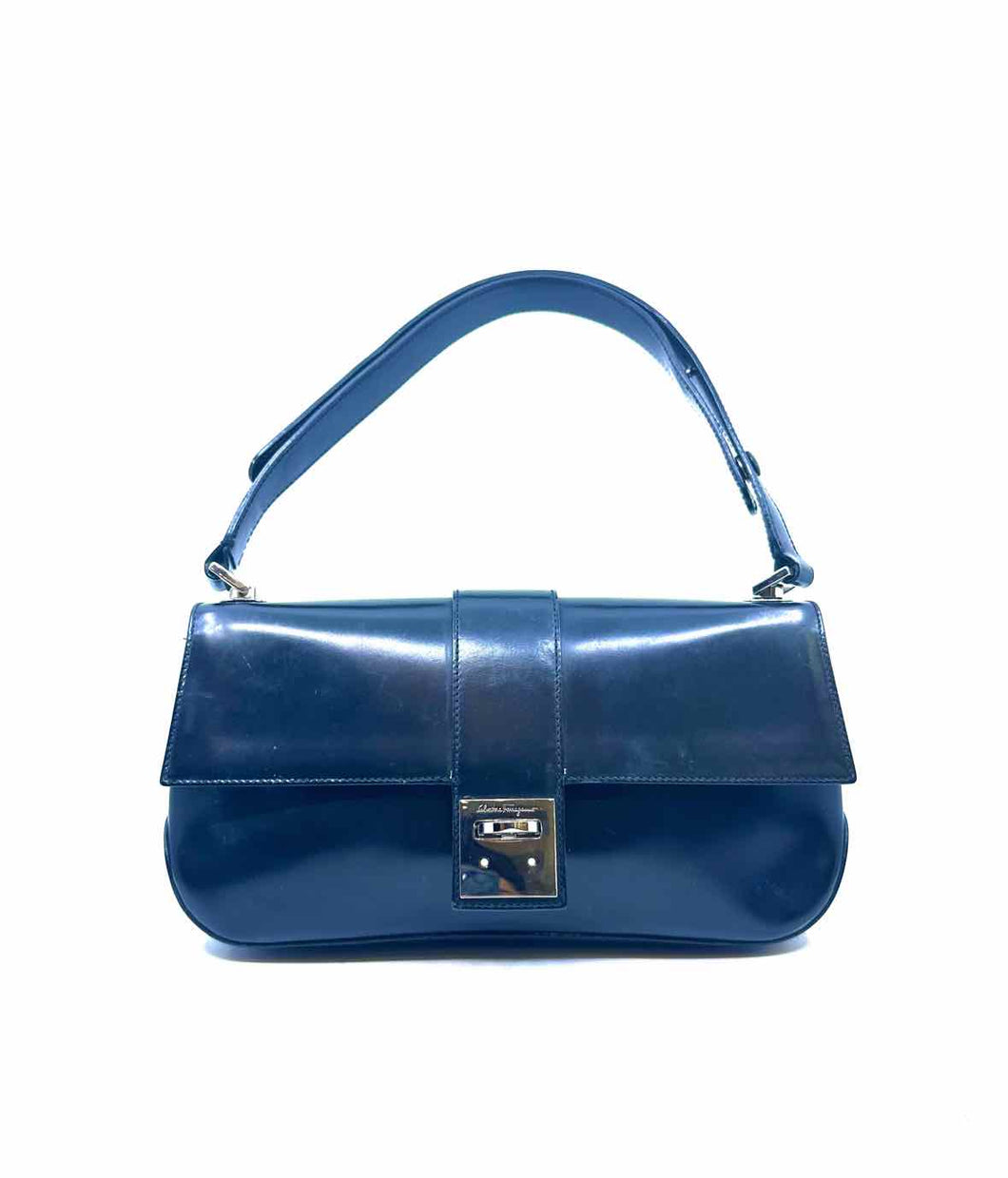 SALVATORE FERRAGAMO Black Leather Solid Handbag