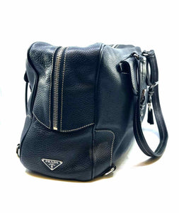 PRADA Black Leather Solid Handbag