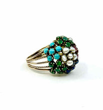 Load image into Gallery viewer, 14K Ruby Sapphire Pearl Turquoise Ring
