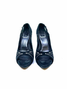 CHRISTIAN DIOR Size 7.5 Black Suede Solid Pumps