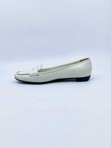 PRADA Size 5.5 White Leather Solid Flats