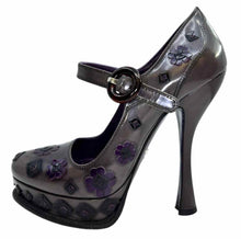 Load image into Gallery viewer, PRADA Size 7 Purple Leather Floral Pumps
