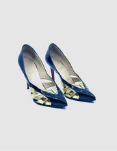 Load image into Gallery viewer, CHRISTIAN LOUBOUTIN Size 8.5 Black, gold Patent Leather Pumps
