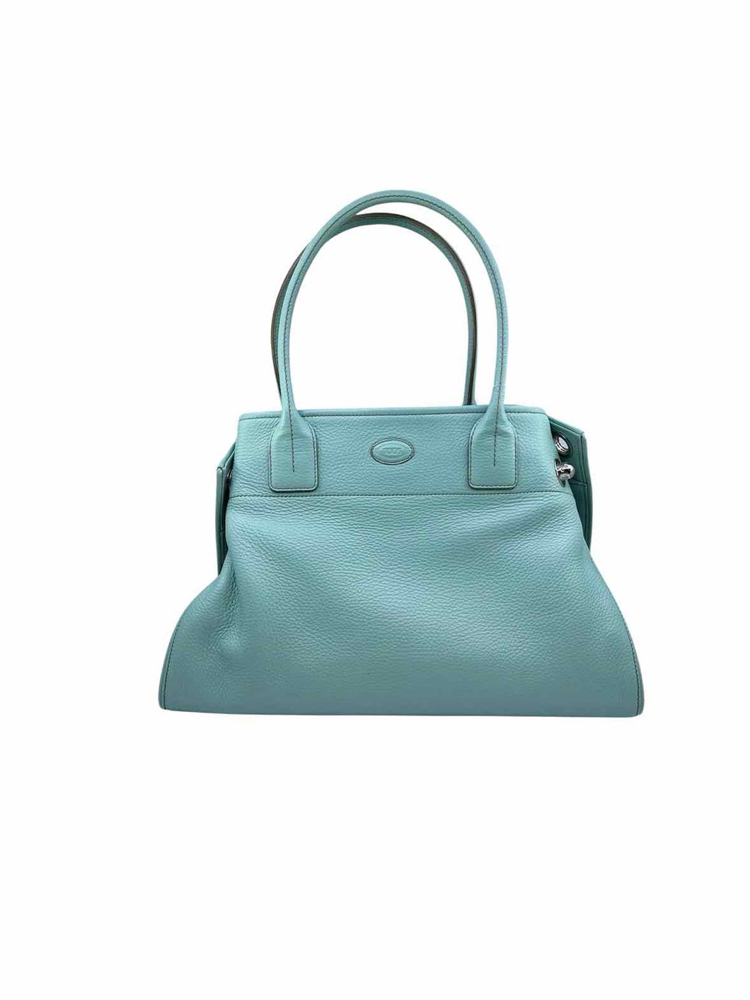 TOD'S Baby Blue Leather Solid Handbag