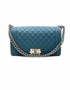 CHANEL Blue Leather Handbag