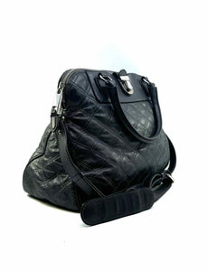 MARC JACOBS Gunmetal Leather Quilted Handbag