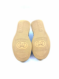 GUCCI Size 7.5 Brown Canvas, Leather LOGO Sneakers