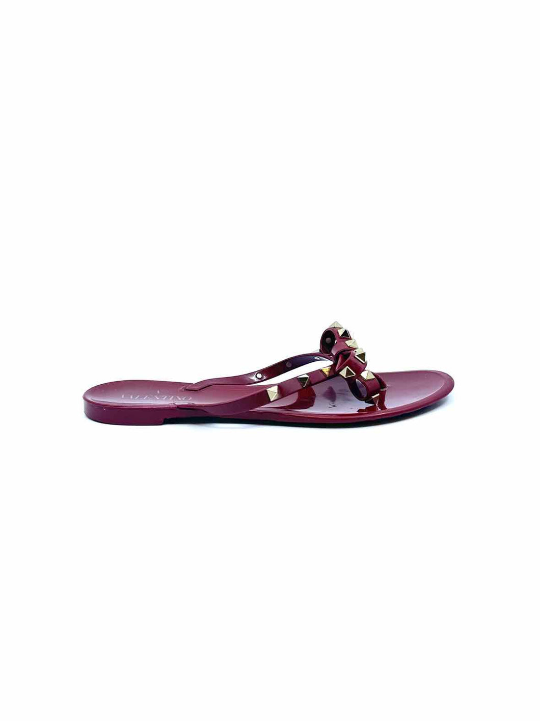 VALENTINO Size 9 Burgundy Rubber Sandals
