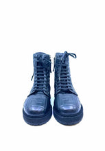 Load image into Gallery viewer, FENDI Combat Size 6 Black Leather Monogram Ankle Boot
