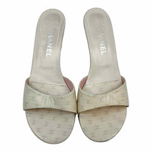 Load image into Gallery viewer, CHANEL Size 9 Cream Leather Monogram Sandals
