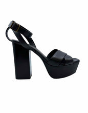 Load image into Gallery viewer, YVES SAINT LAURENT Farrah Size 7.5 Black Leather Solid Sandals
