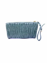 Load image into Gallery viewer, MIU MIU Green Leather Metal Ruched Wristlet
