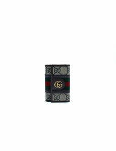 GUCCI Ophidia Brown Coated canvas Monogram Key Holder