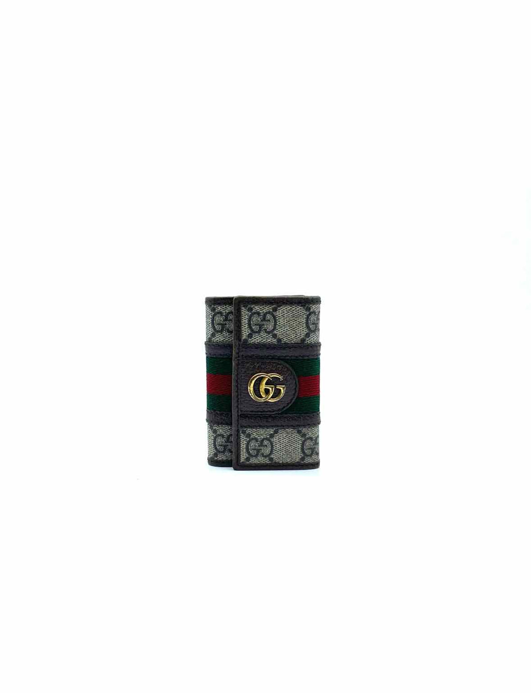 GUCCI Ophidia Brown Coated canvas Monogram Key Holder