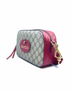 GUCCI Supreme Brown, Red Coated canvas Monogram Handbag