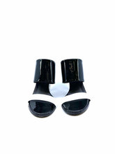 Load image into Gallery viewer, BALMAIN Size 7 black, white Patent Leather Mules
