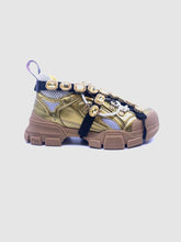 Load image into Gallery viewer, GUCCI Size 6 Gold Leather Sneakers
