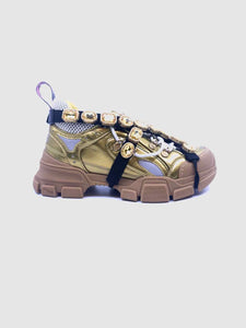 GUCCI Size 6 Gold Leather Sneakers