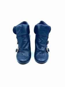 CHANEL Size 8 Black Leather Ankle Boot