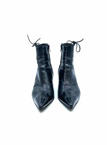 CHANEL Size 6.5 Black Leather Ankle Boot