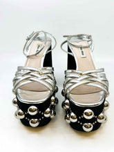Load image into Gallery viewer, MIU MIU Size 8 Black, silver Leather Suede Studs Sandals
