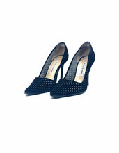 Load image into Gallery viewer, MANOLO BLAHNIK Size 9 Black Suede Perforated Pumps
