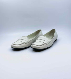 PRADA Size 5.5 White Leather Solid Flats