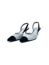 Load image into Gallery viewer, MANOLO BLAHNIK Size 9.5 Grey, Black Wool Suede Solid Sling back
