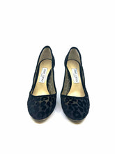 Load image into Gallery viewer, JIMMY CHOO Size 8.5 Black Velvet Cheetah print Pumps
