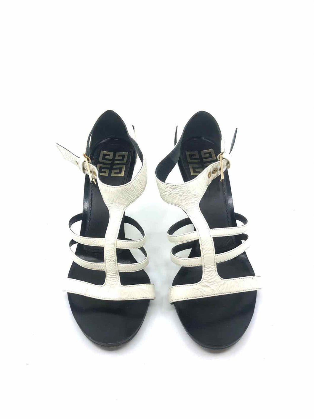 GIVENCHY Size 6 Black & White Patent Leather Solid Wedge