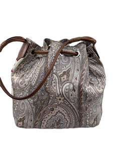 ETRO Brown & White Coated canvas Paisley Handbag