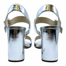 Load image into Gallery viewer, PRADA Size 8.5 Silver Leather Metallic Solid Sandals
